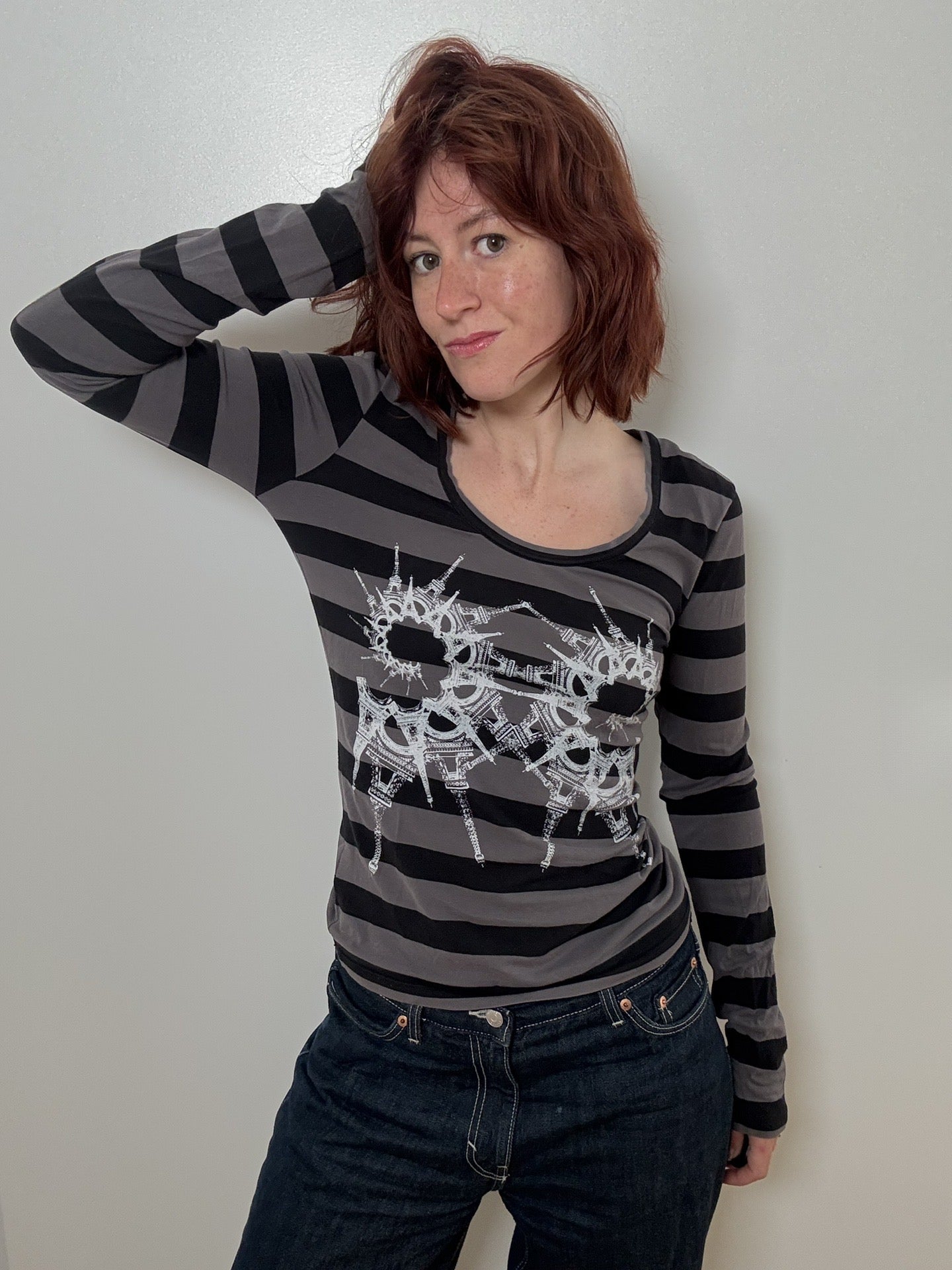 JEAN'S PAUL GAULTIER EIFFEL TOWER PRINTED TOP (M)