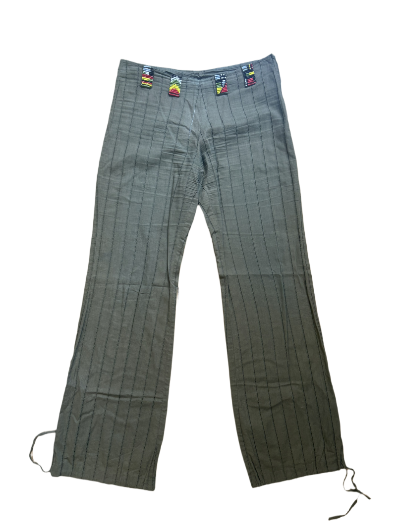 MISS SIXTY OLIVE GREEN BEADED PANTS (S)
