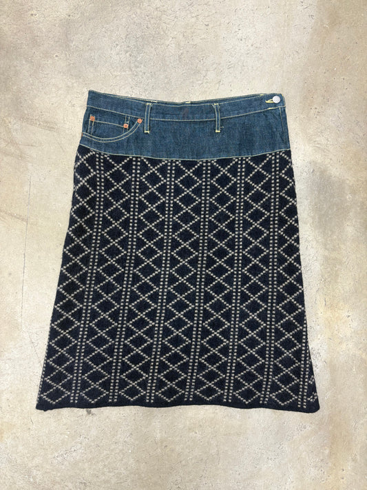 MICHIKO KOSHINO DENIM WOOL SKIRT (L)