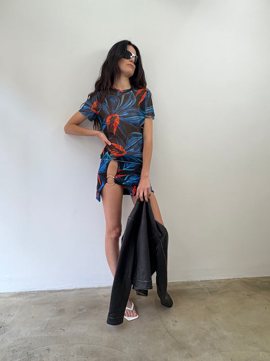 LOUISA BALLOU FLORAL MINI SKIRT (S)