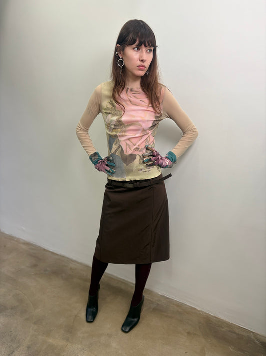 PRADA BROWN SKIRT (M)