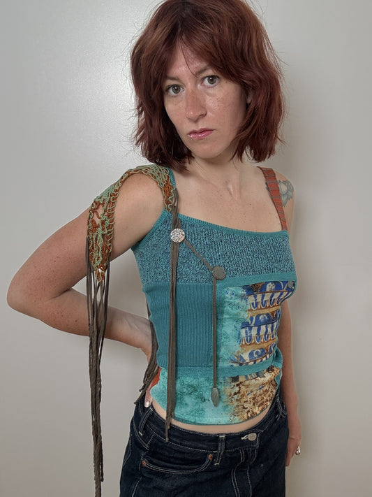 SAVE THE QUEEN ASYMMETRIC KNITTED TOP (S)