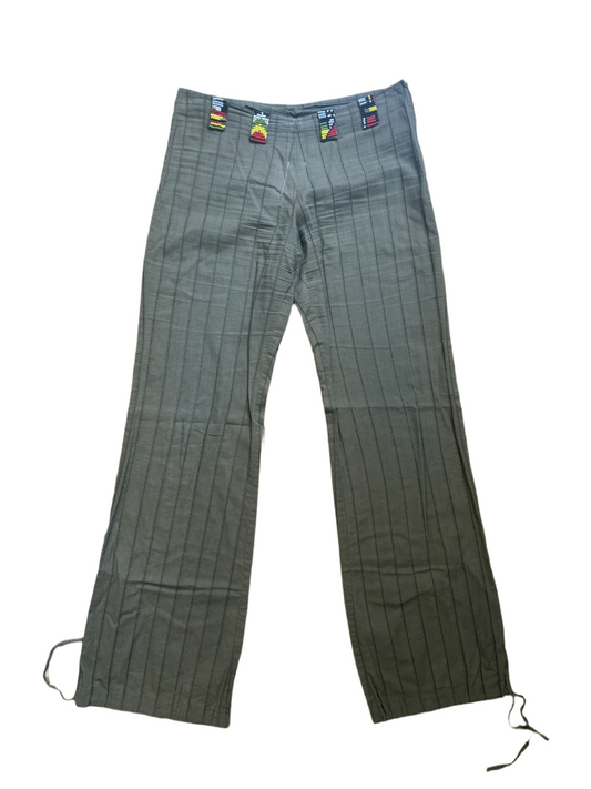 MISS SIXTY OLIVE GREEN BEADED PANTS (S)