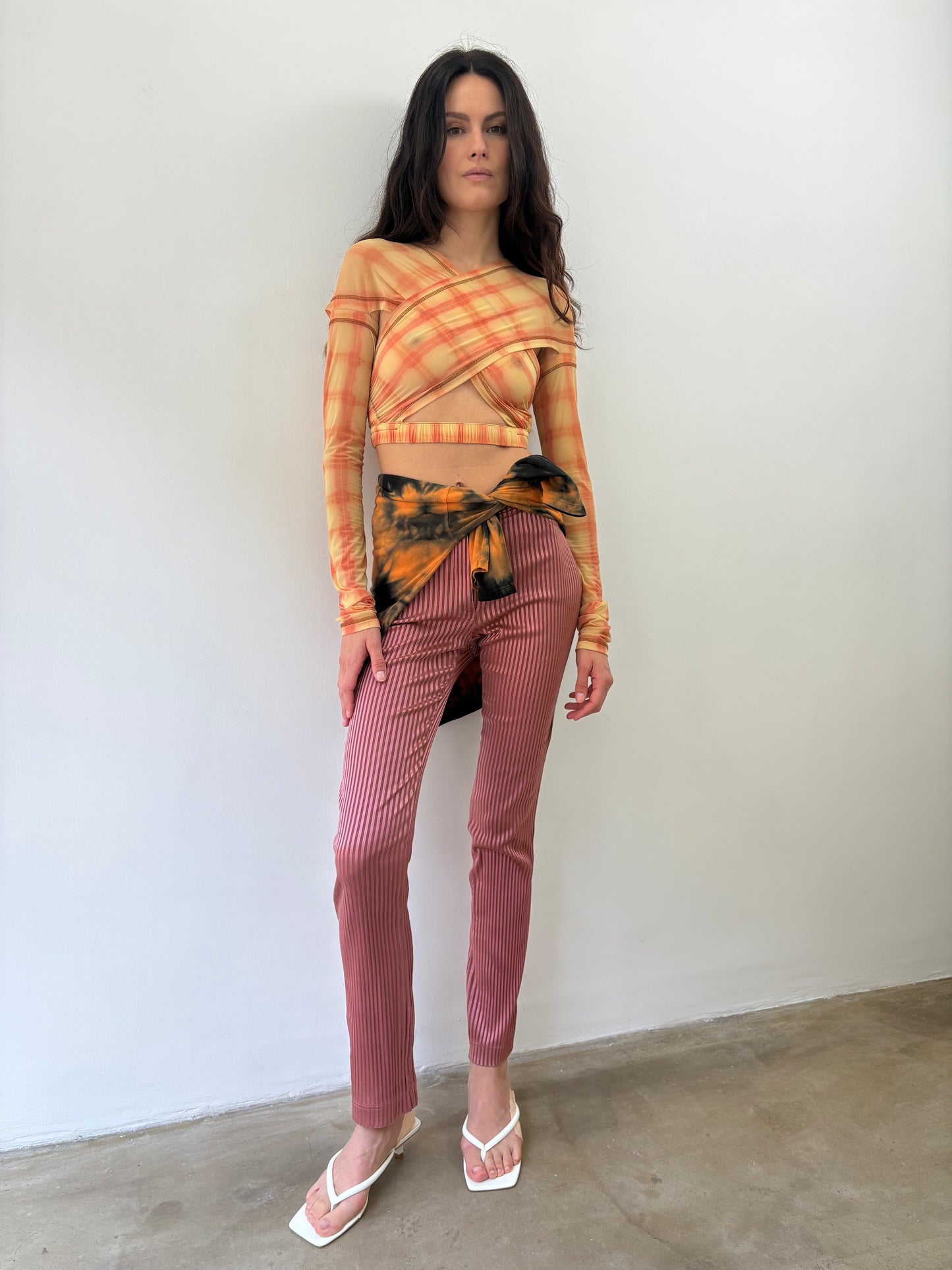 KNWLS SHEER PRINTED MESH LONGSLEEVE TOP (S)